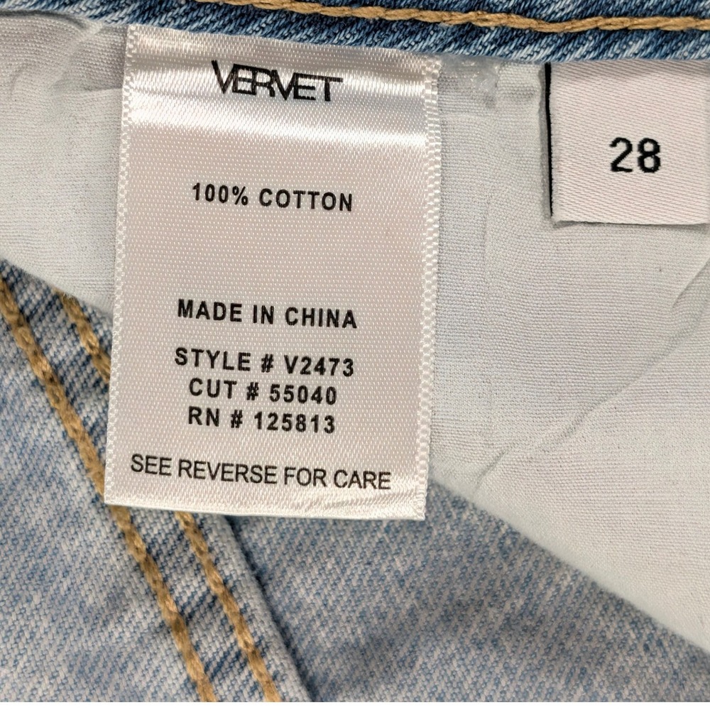 Vervet Los Angeles V2473 Distressed Wide Leg Jeans Light Wash Cotton Size 28 - Picture 6 of 16